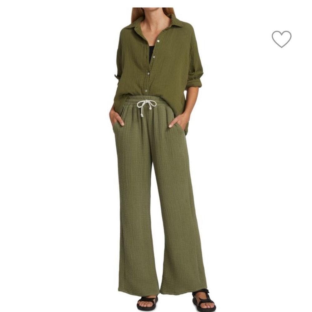 Donni Bubble Pant and Shirt Set in Basil